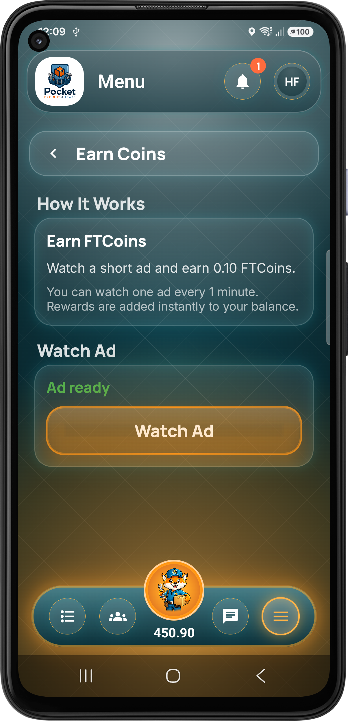 Pocket Freight & Trade earn coins