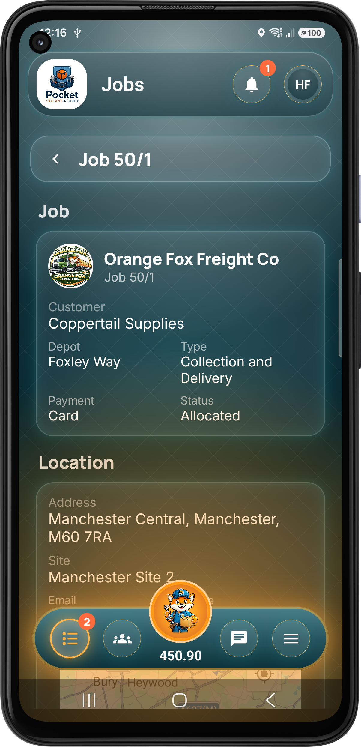 Pocket Freight & Trade job stage screen one